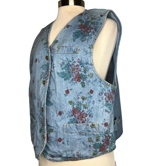 Dreams women’s large denim floral best front buttons, V neck Cotton - Picture 2 of 14